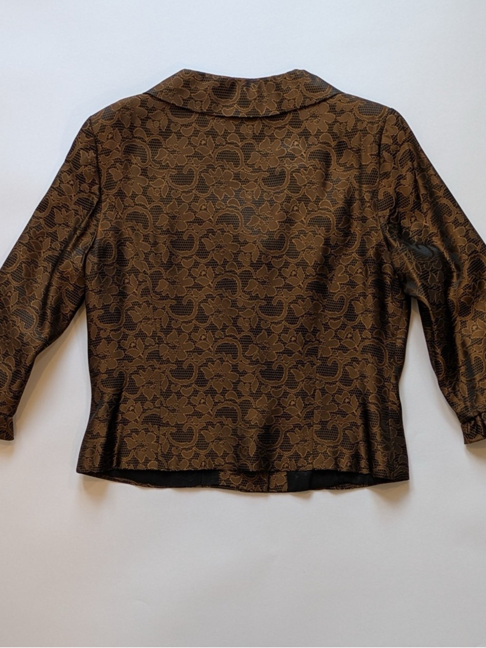 Maggy London Brown Black Lace Jacquard Skirt Suit Set Size 12 - Picture 3 of 11